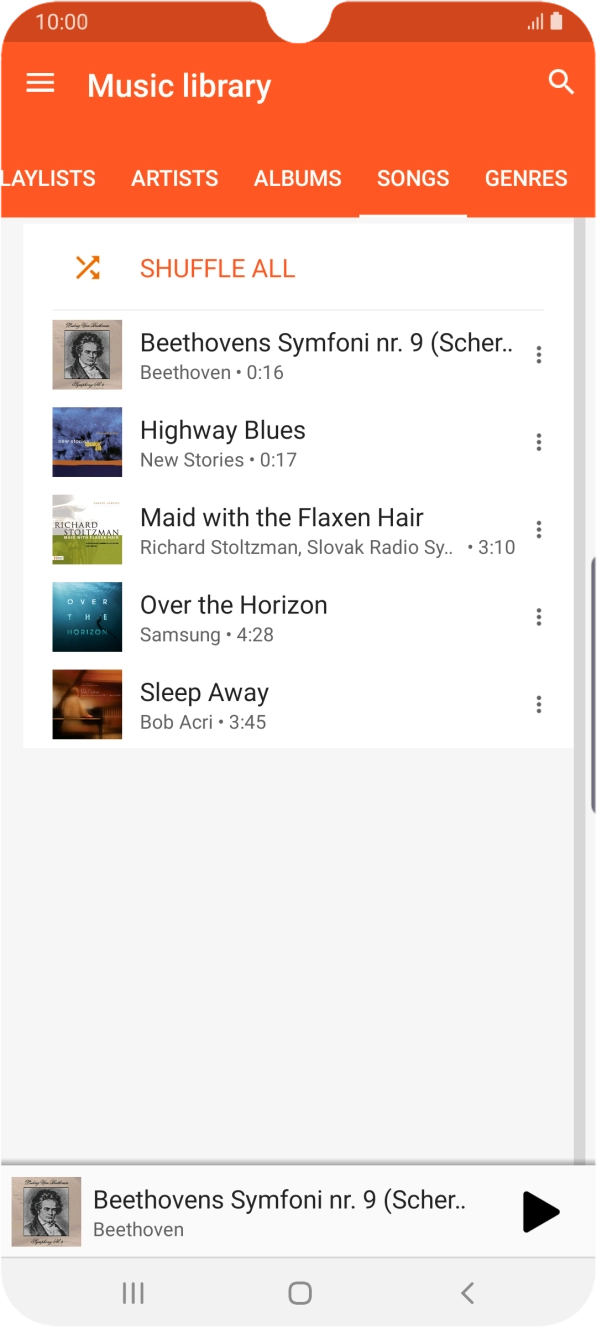 Press the required audio file.