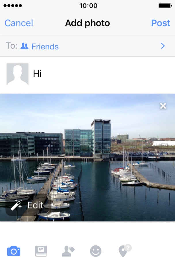 Write the required text and press Post.