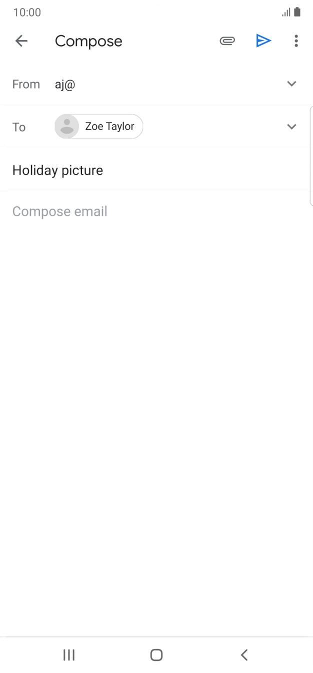 Press the text input field and write the text for your email.