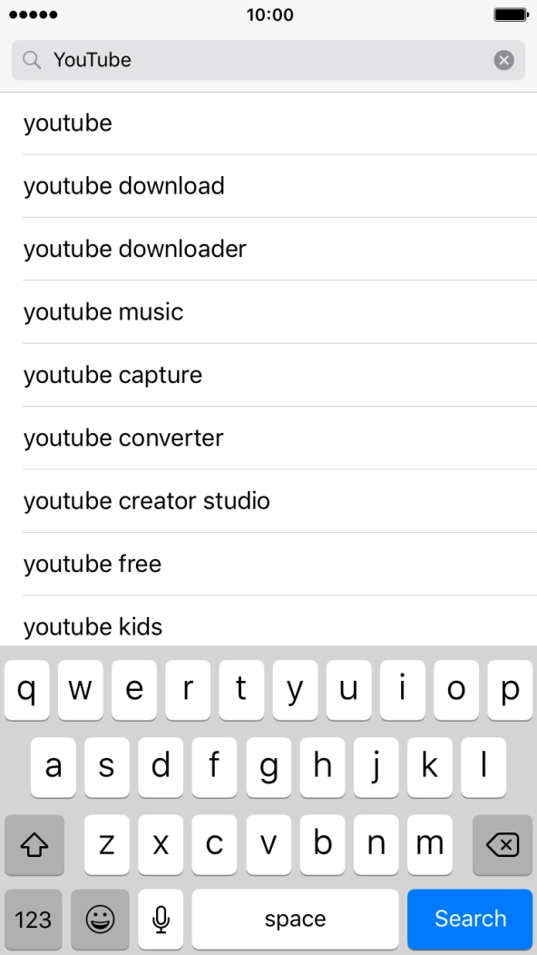 Key in YouTube and press Search.