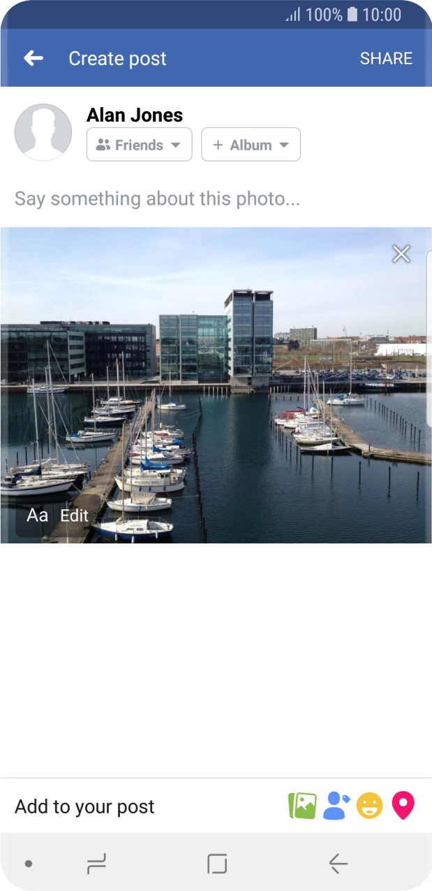 Press the text input field and write the required text.