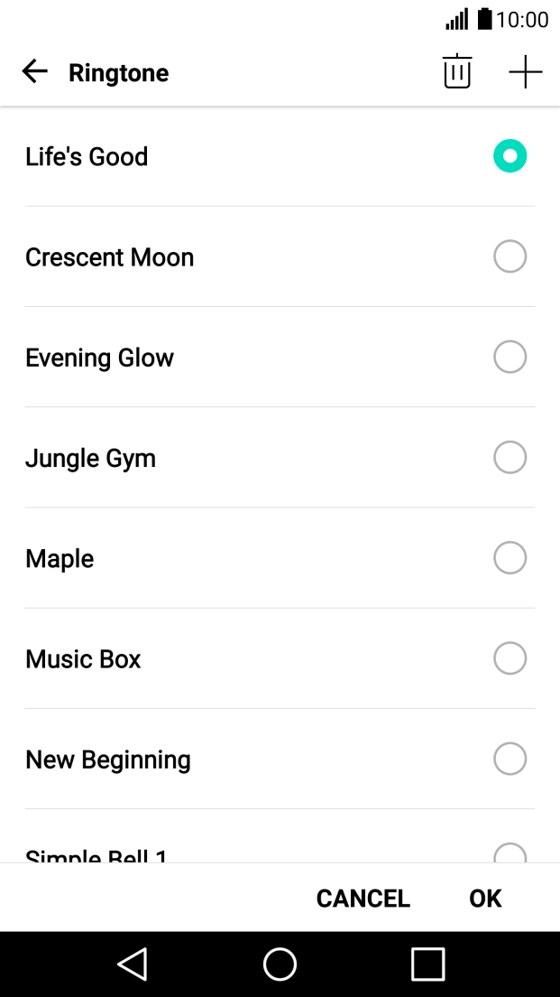 Press the add ring tone icon.