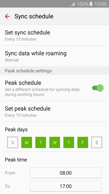Press Set sync schedule. Press Set sync schedule.