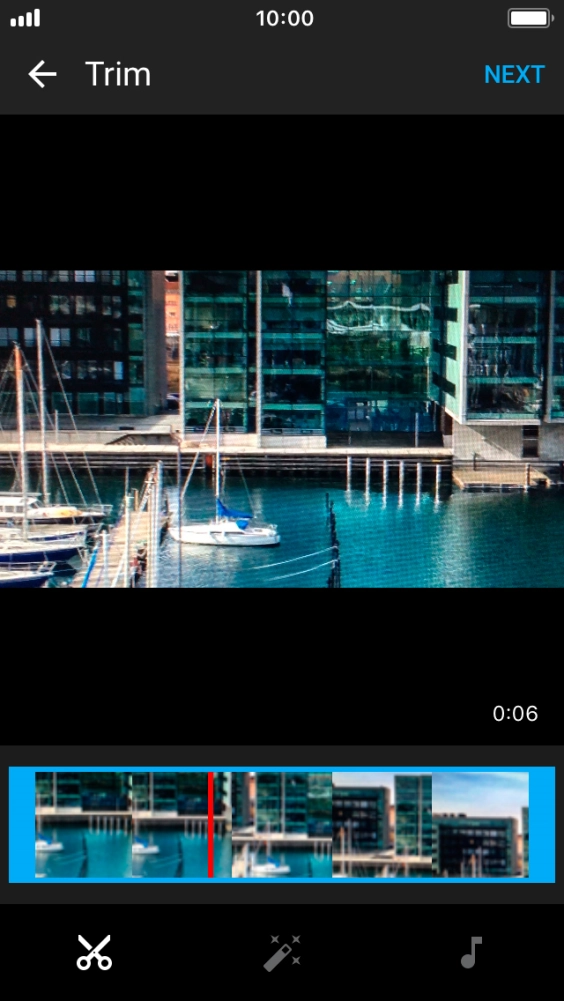 Follow the instructions on the screen to edit the video clip and press NEXT.