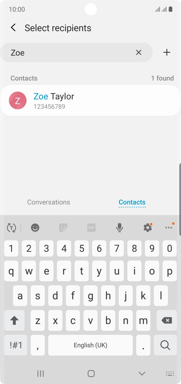 Press the required contact.