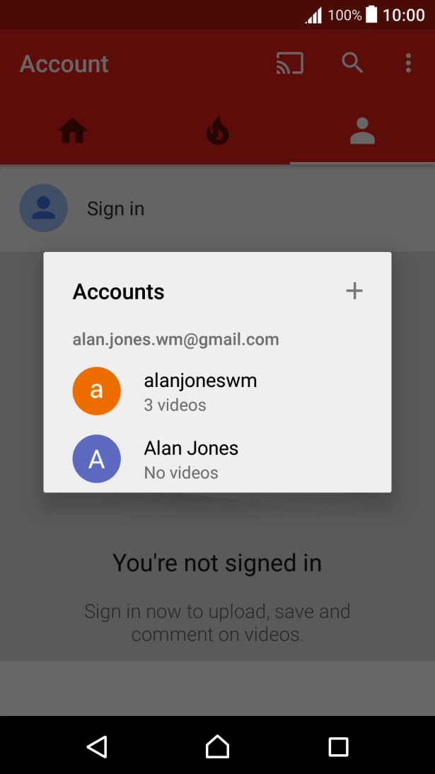 Press the required account.