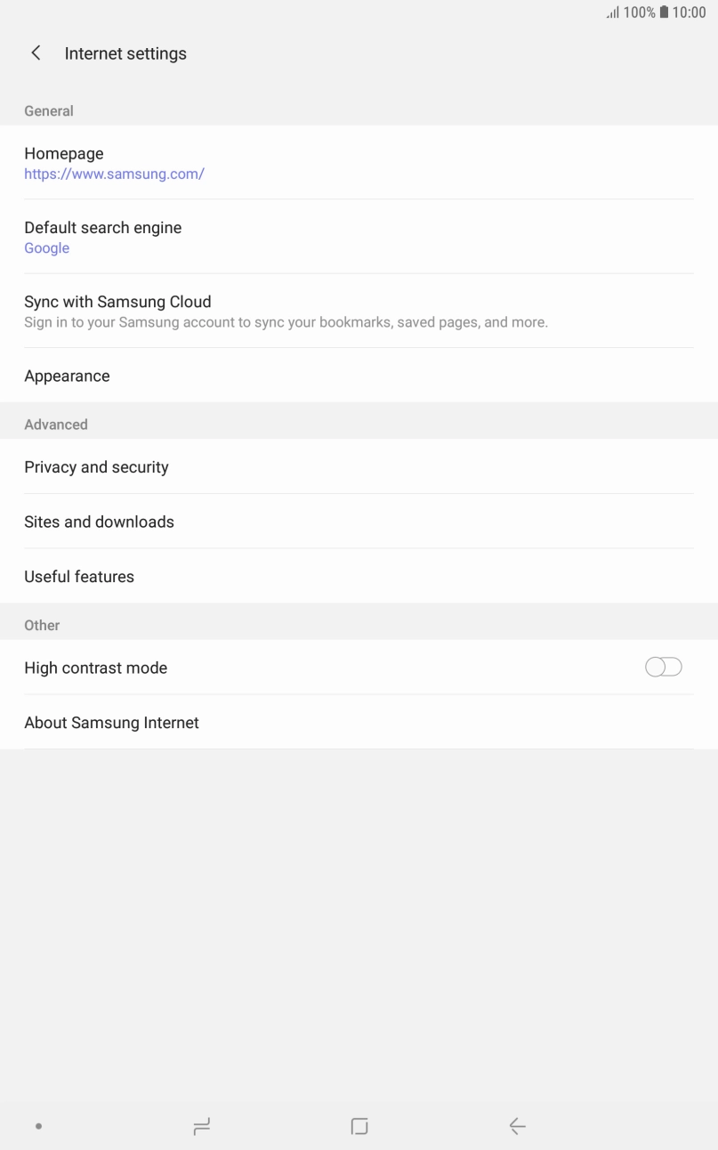 Press Privacy and security.