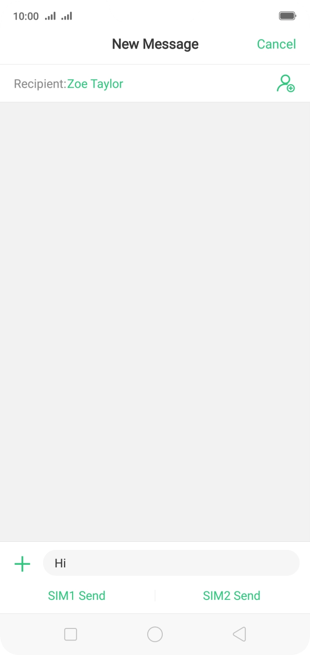 Press ‹SIM› Send when you've written your text message.