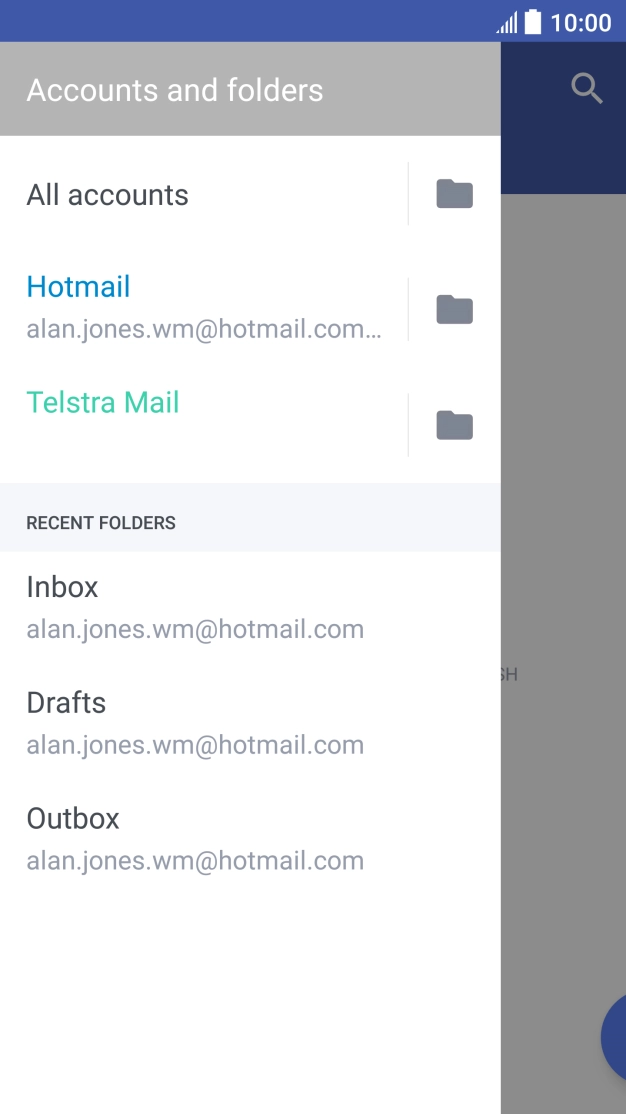 Press the required email account.