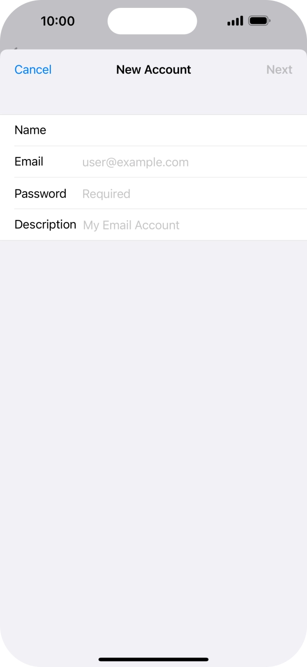 Press Email and key in your email address.