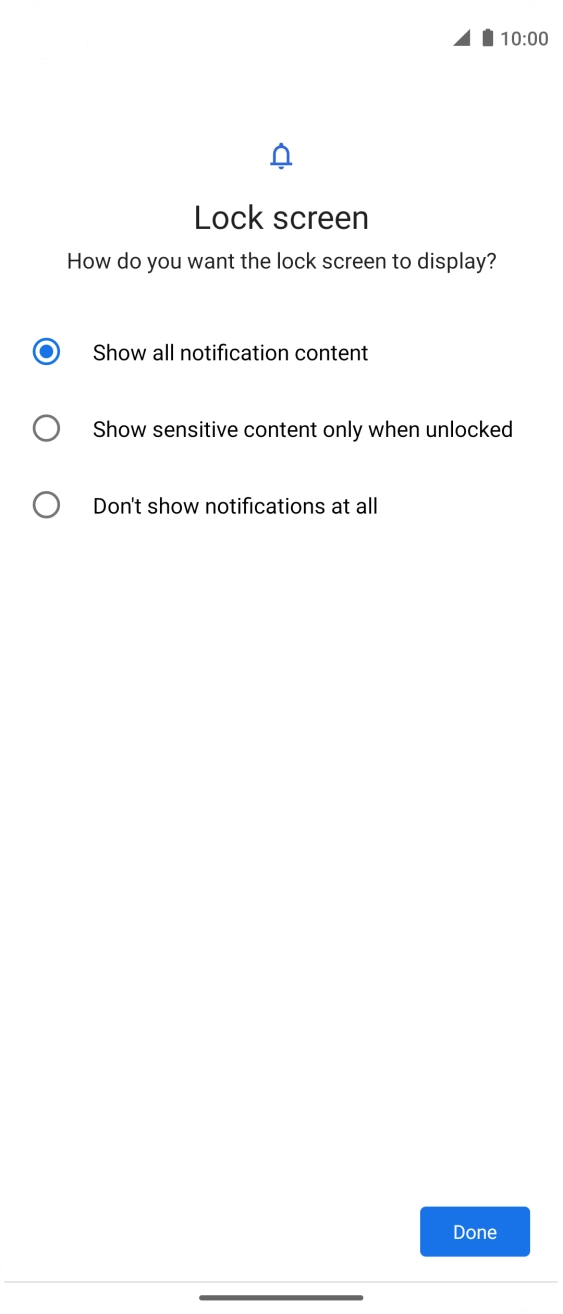 Press the required setting.