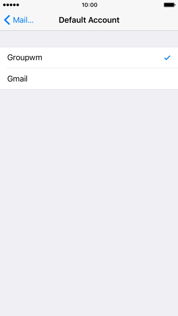 Press the required email account to select the email account as your default account.