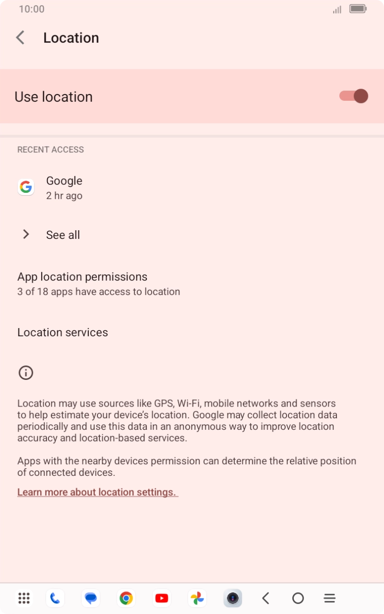 Press App location permissions. Press App location permissions.