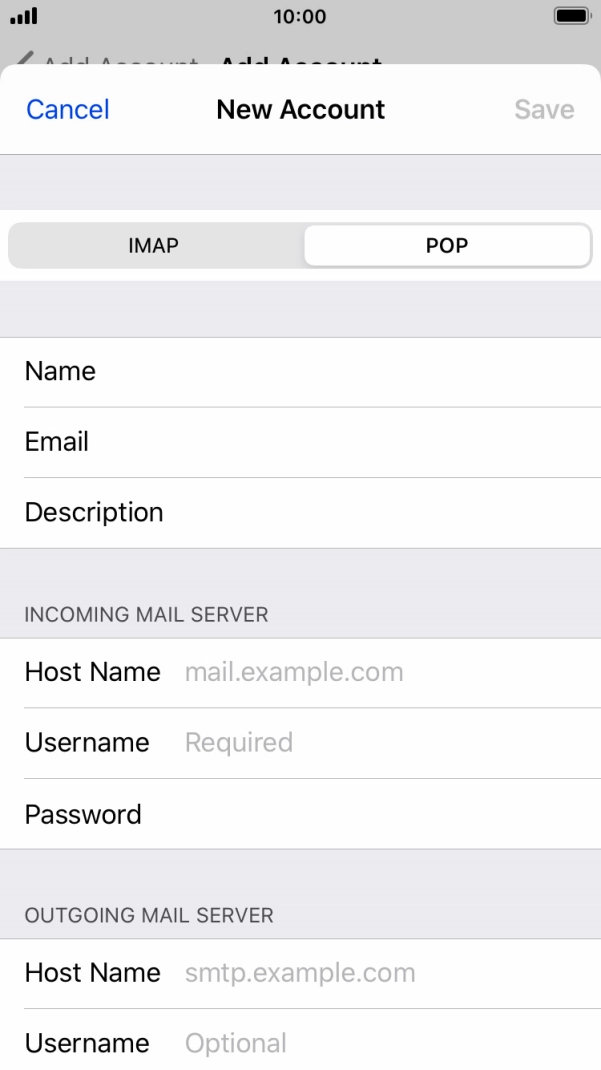 Press Host Name and key in the name of your email provider's incoming server.