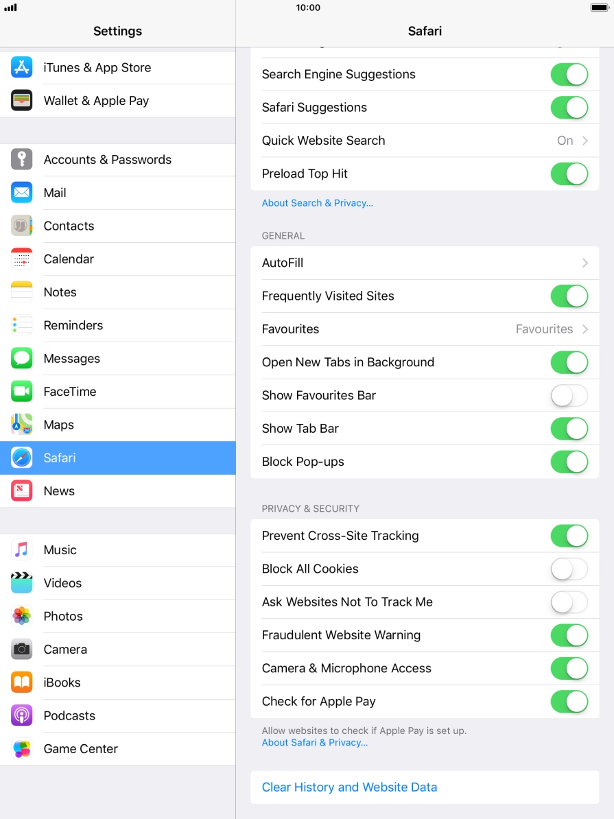 Press Clear History and Website Data.