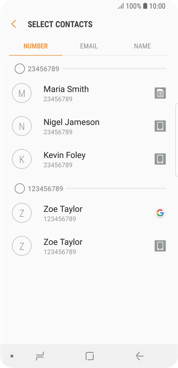 Press the field next to the required number.