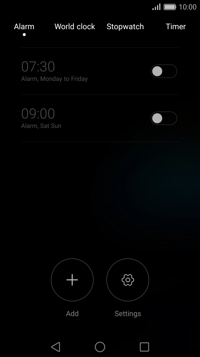 Press the new alarm icon.