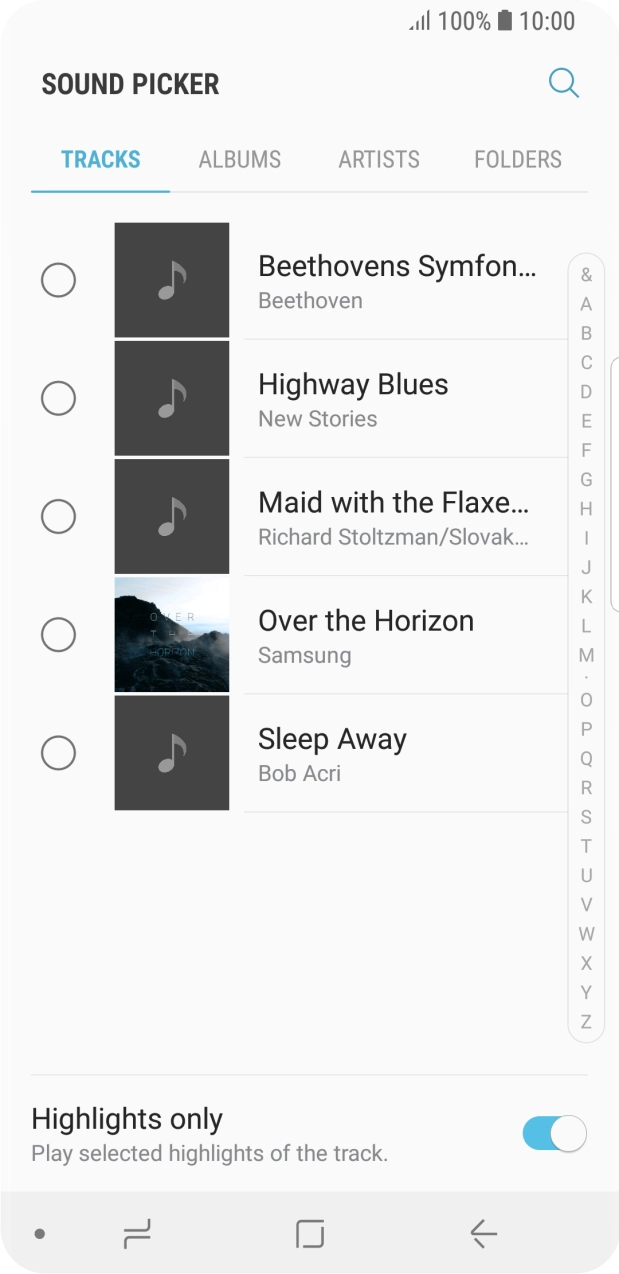 Press the different ring tones to hear them.