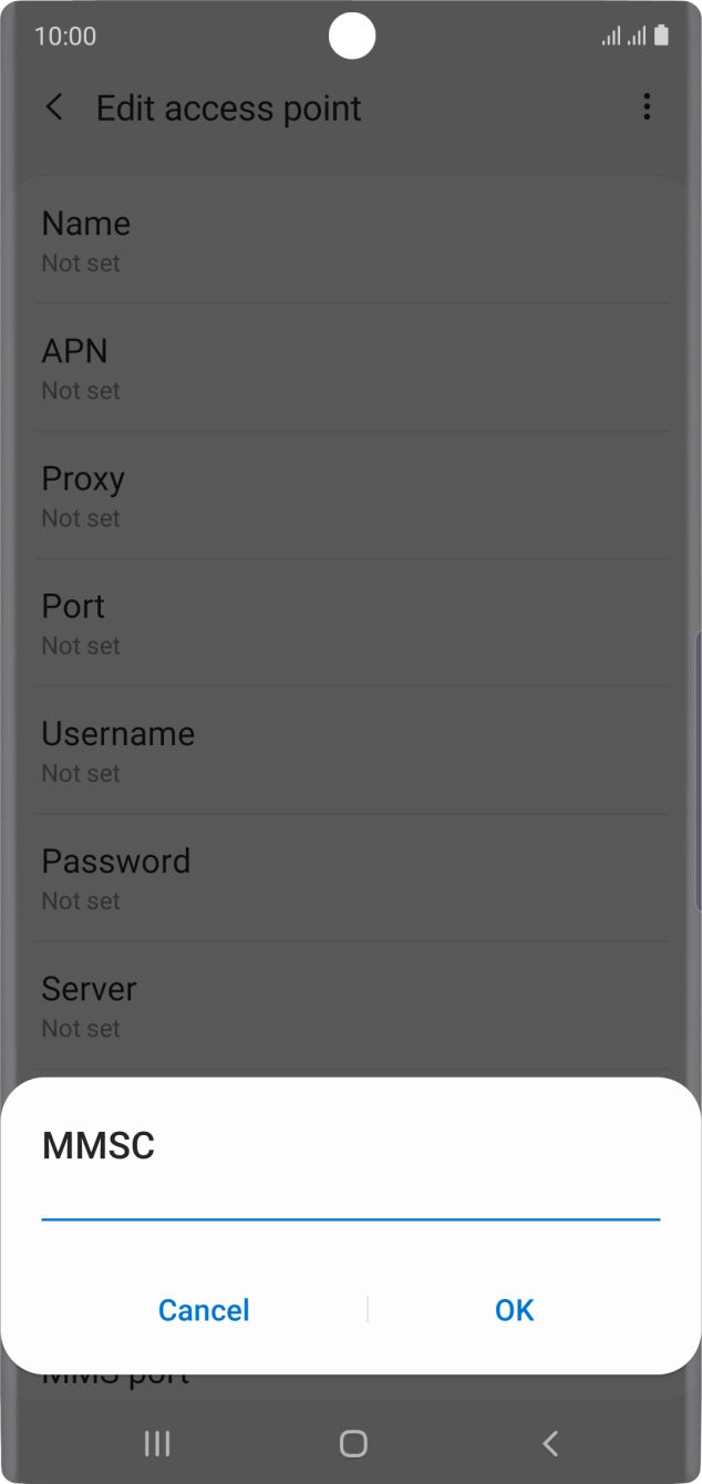 Key in http://mmsc.telstra.com:8002 and press OK.