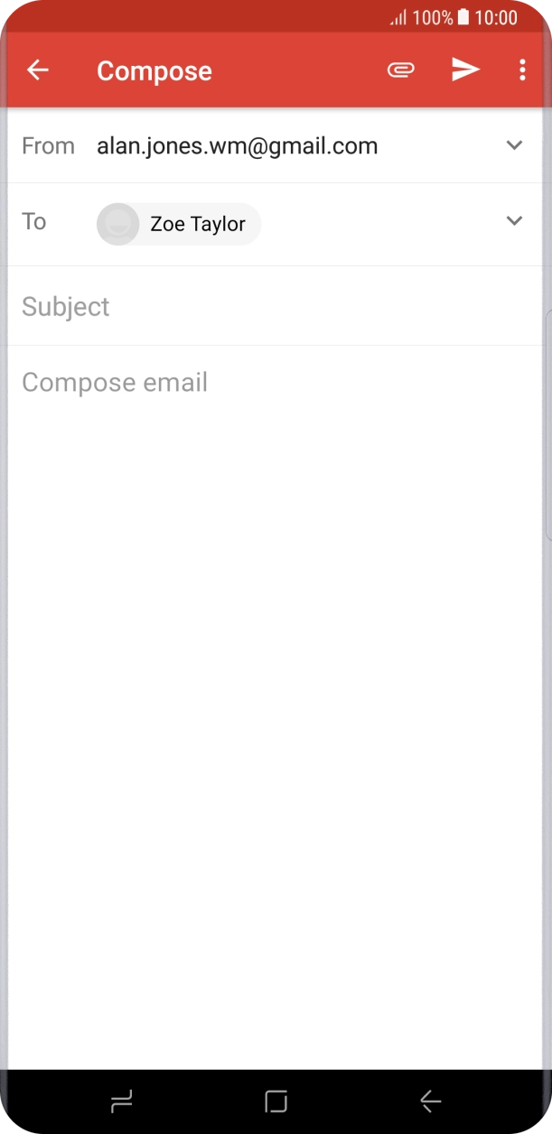 Press Subject and key in a subject for the email.