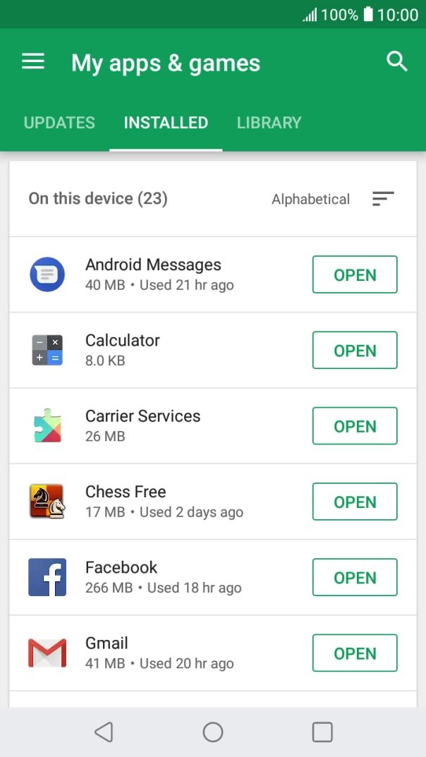 Press the required app.