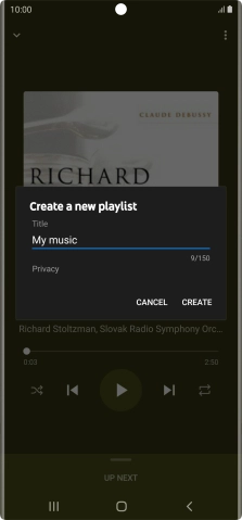 Key in a name for the playlist and press CREATE.