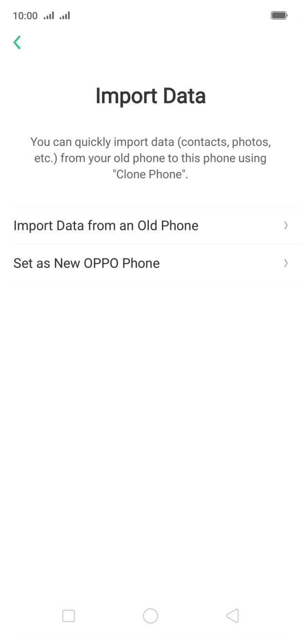 You can transfer the contents of another phone to your phone when it's activated for the first time and after a factory reset. When this screen is displayed, your phone is ready to transfer contents from another phone.