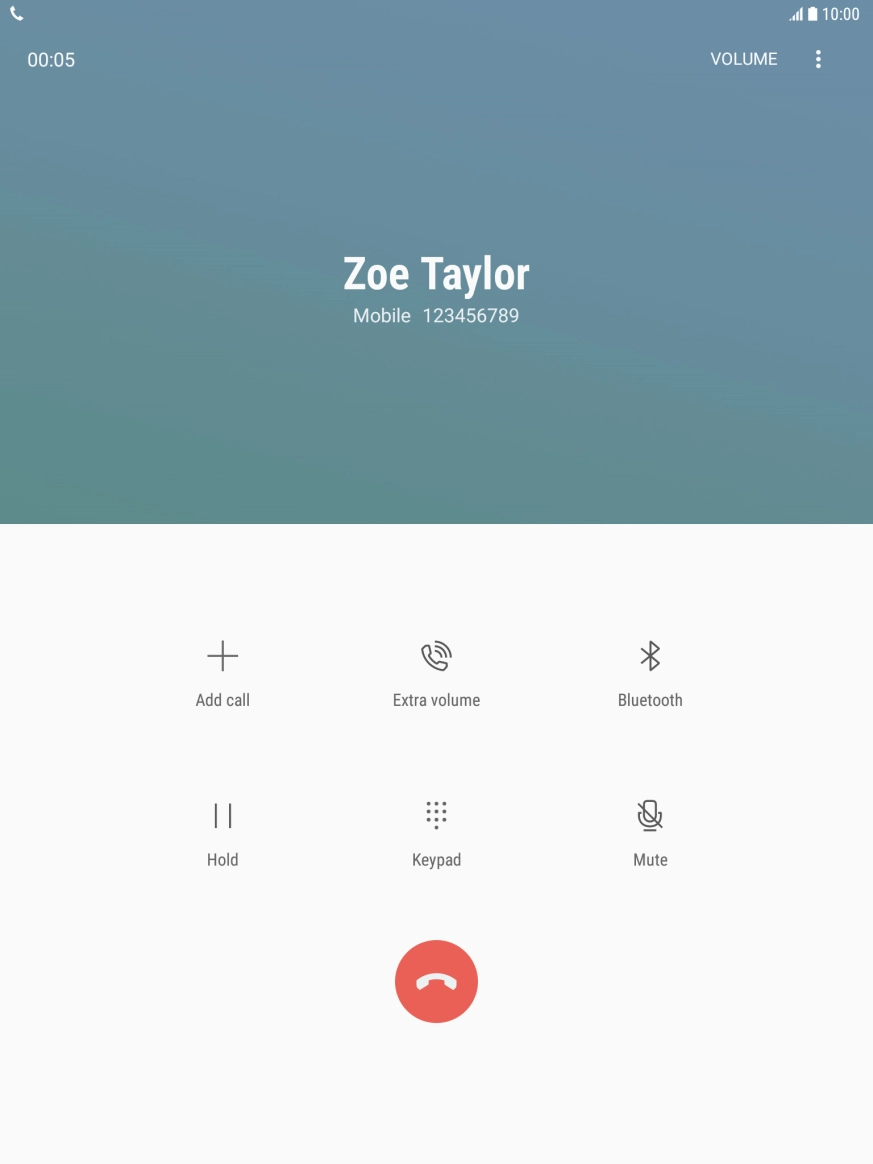 Press the end call icon.