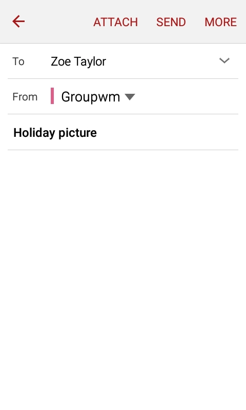 Press the text input field and write the text for your email.