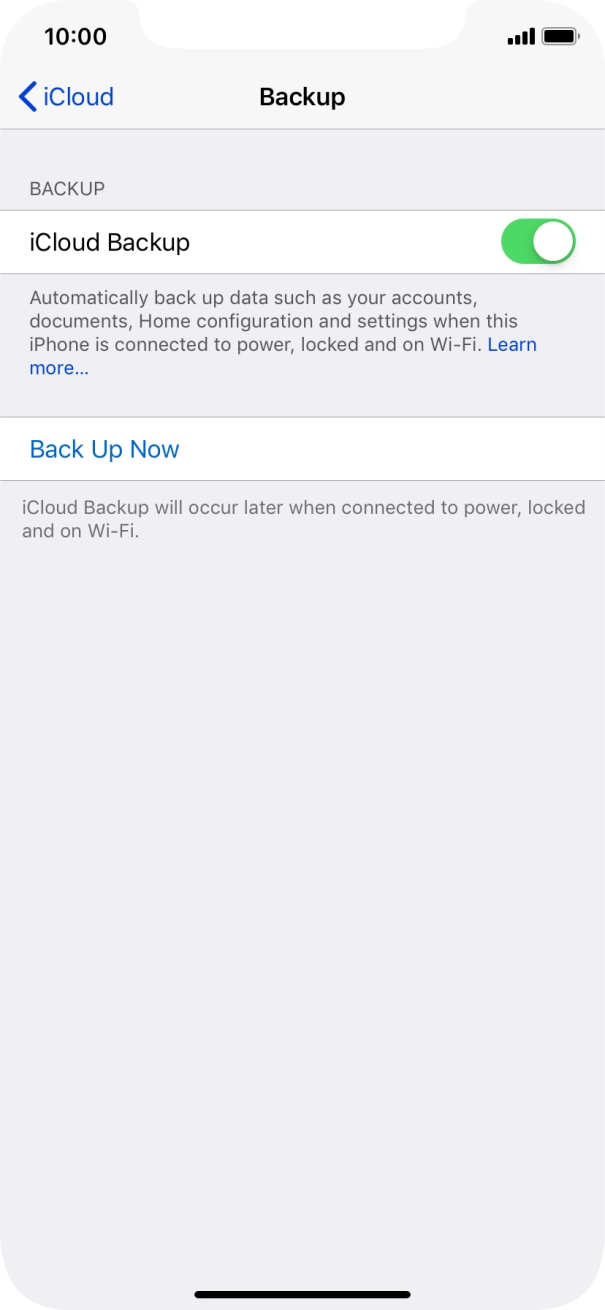 Press Back Up Now and wait while the phone memory is backed up.