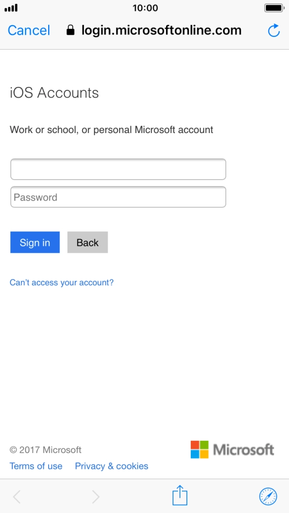 Press Password and key in the password for your email account.