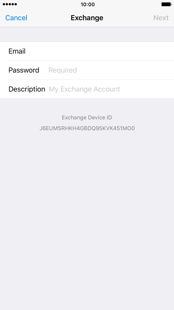 Press Password and key in the password for your email account.