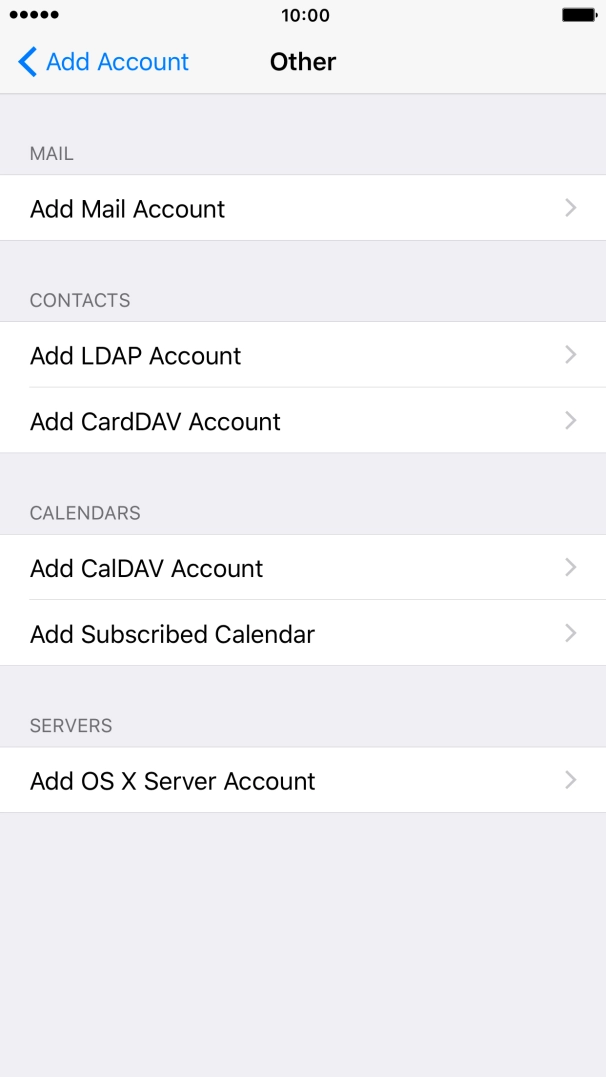 Press Add Mail Account. Press Add Mail Account.