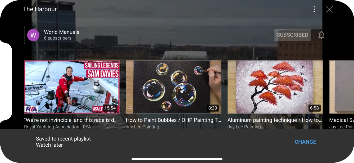 To save the video clip on a playlist, press CHANGE.