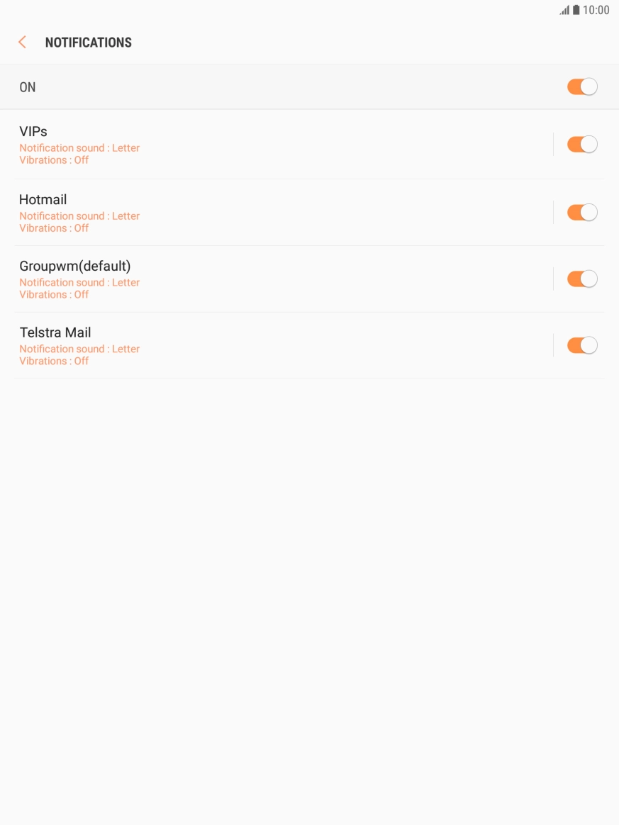 Press the indicator next to the required email account.