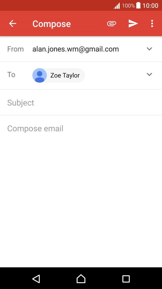 Press Subject and key in a subject for the email.