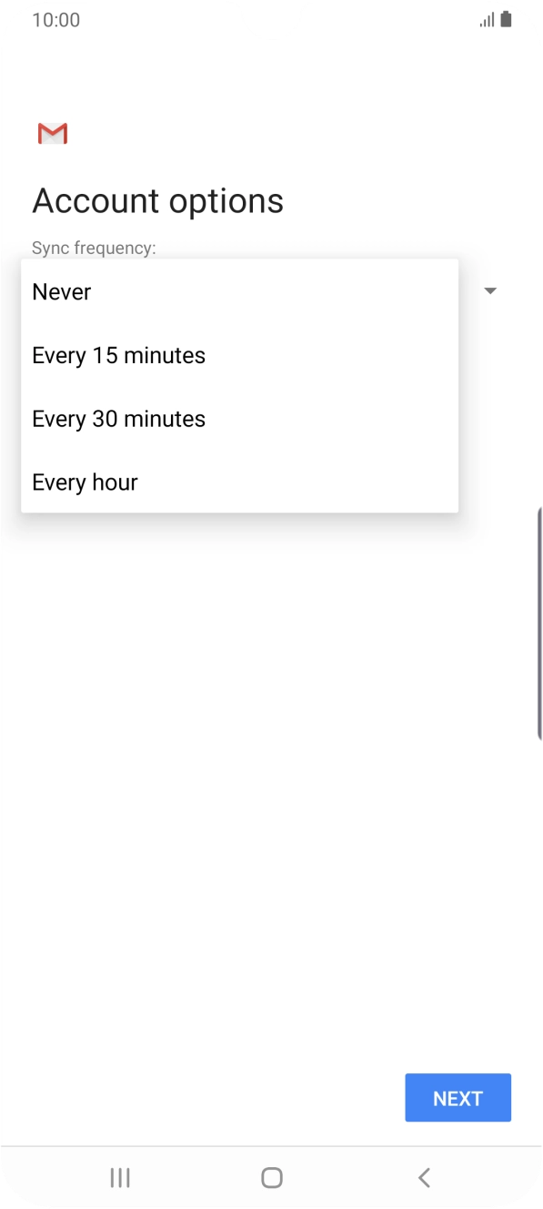 Press the required setting.