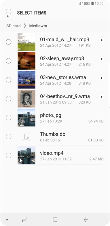 Press the required file. Press the required file.