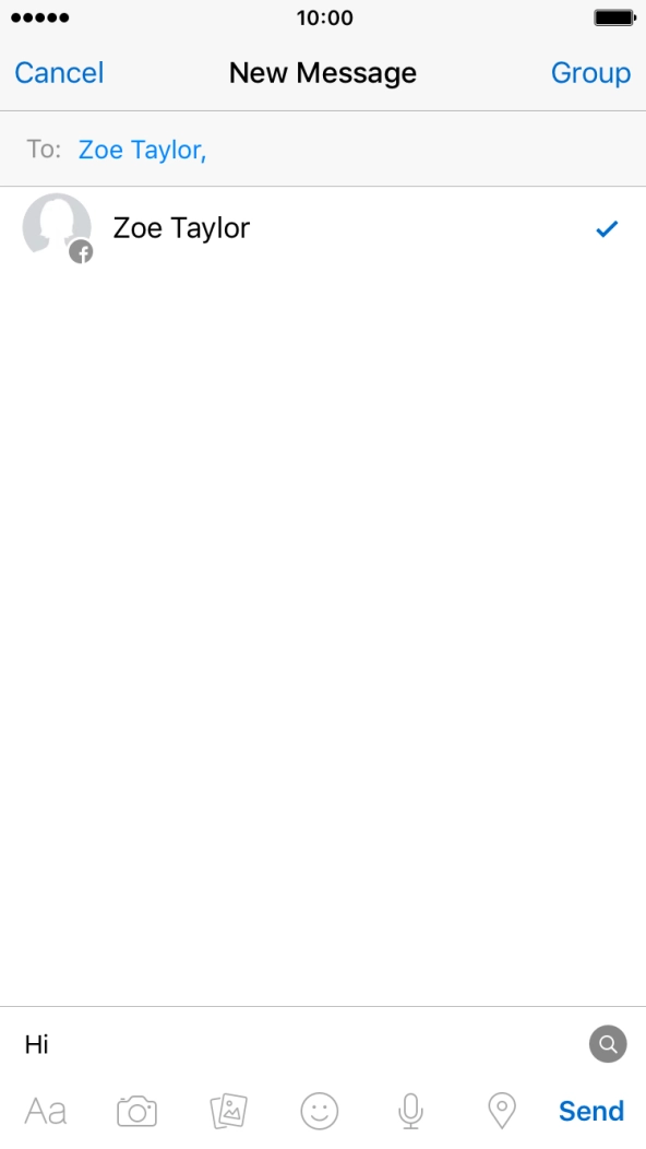 Write the required message and press Send. Write the required message and press Send.