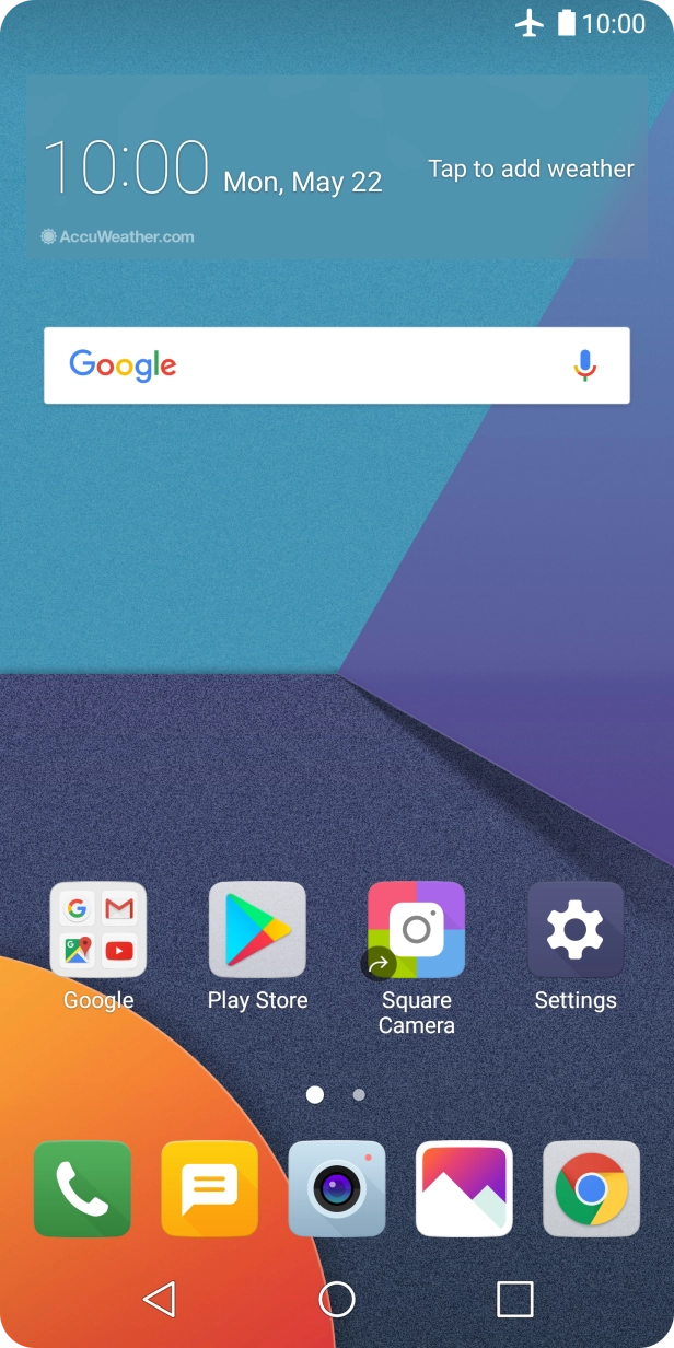 The flight mode icon shows that flight mode is turned on.