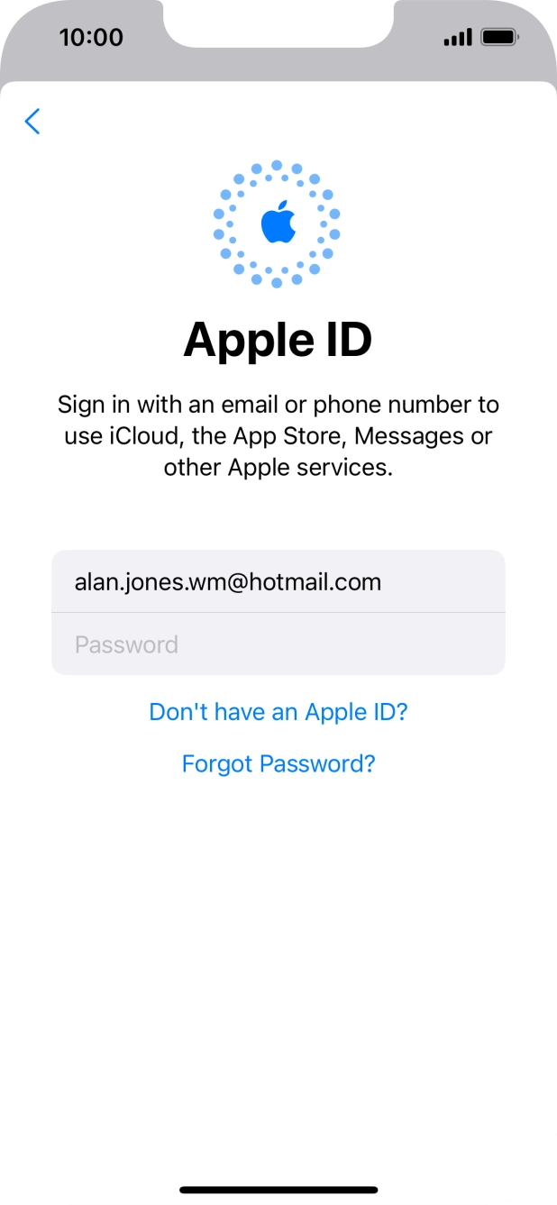 Press Password and key in the password for your Apple ID.