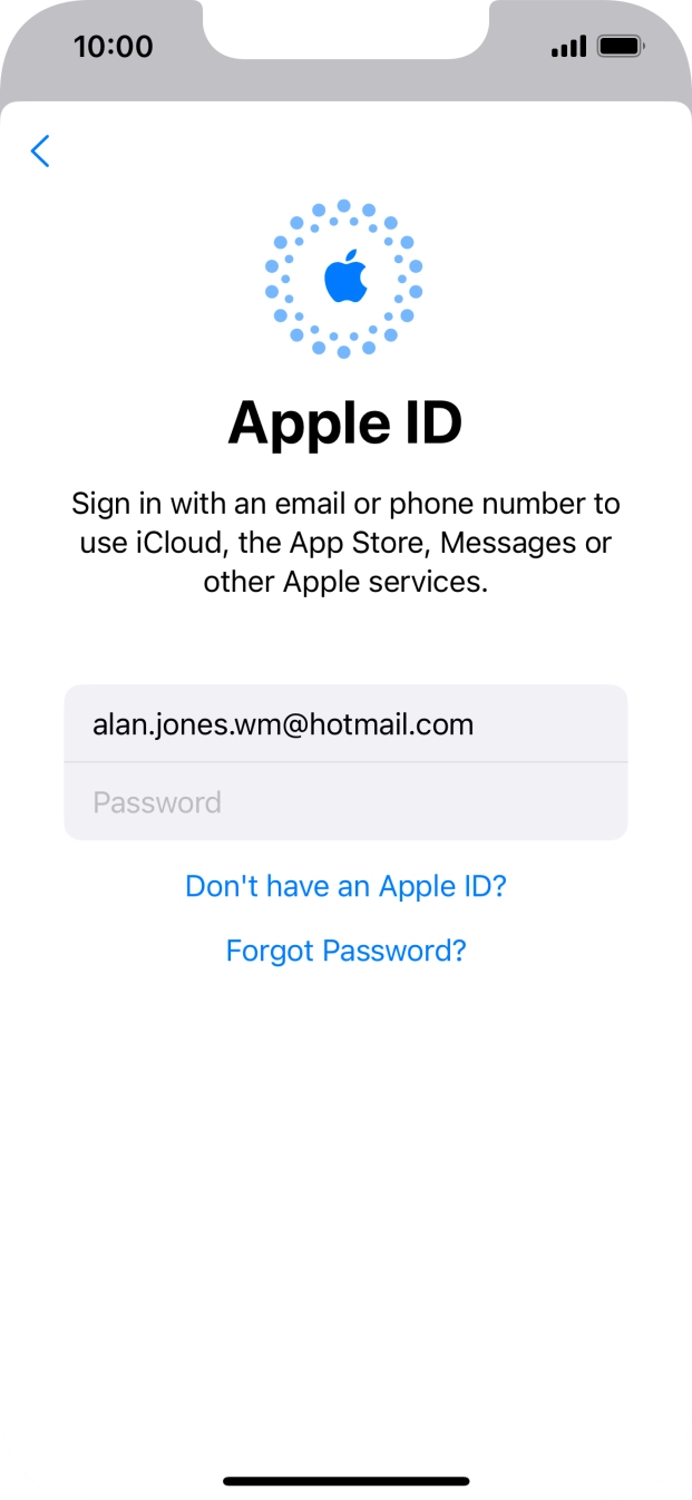 Press Password and key in the password for your Apple ID.