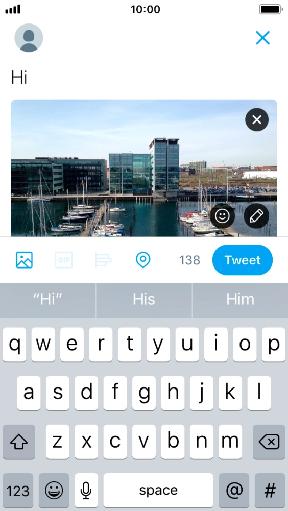 Write the required text and press Tweet.