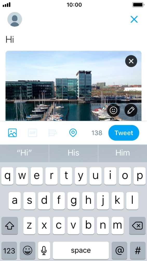 Write the required text and press Tweet.