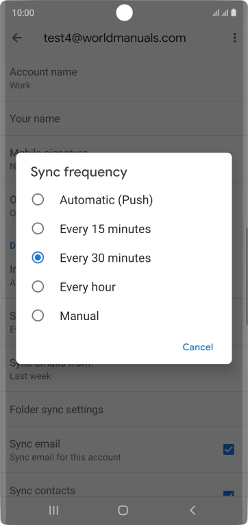 Press the required setting. Press the required setting.