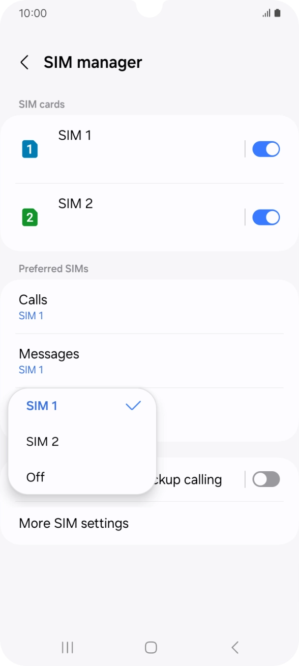 Press the required setting. Press the required setting.