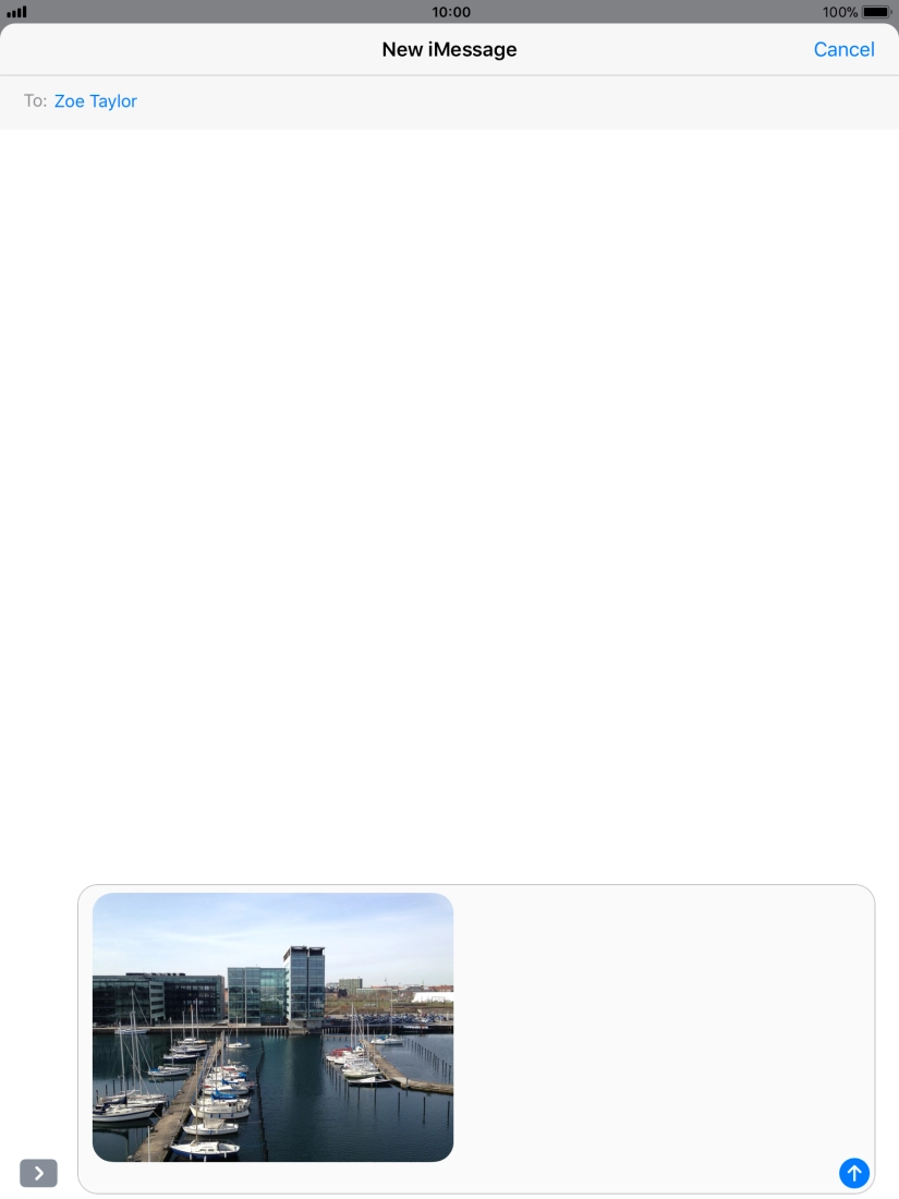 Press the text input field and write the text for your iMessage.