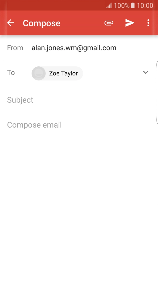 Press Subject and key in a subject for the email.