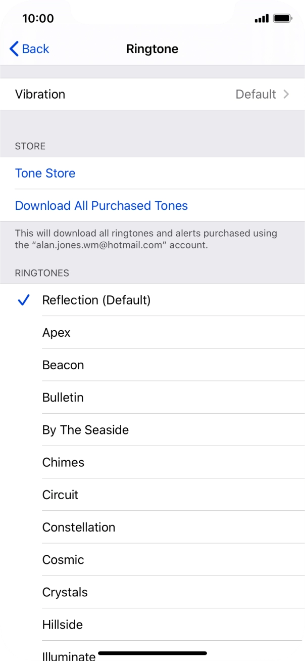 Press the different ring tones to hear them.