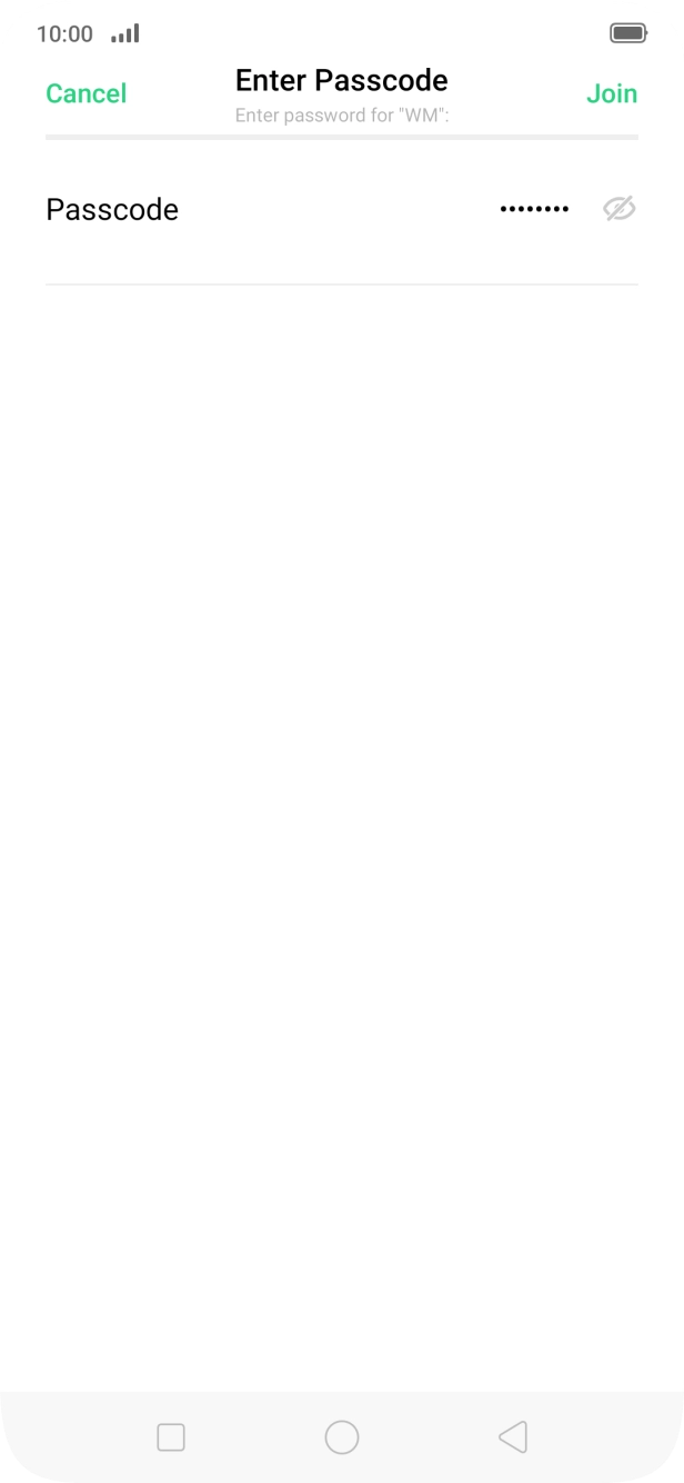 Key in the password for the Wi-Fi network and press Join.